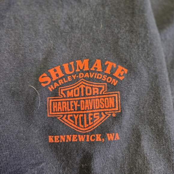 Vintage Harley-Davidson Shumate Kennewick WA Pocket Polo Shirt Mens 2XL Black - Picture 3 of 6